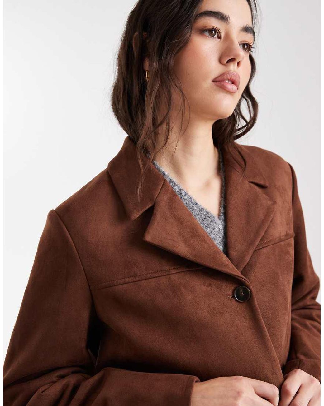 Pieces Brown Faux Suede Blazer Co-ord