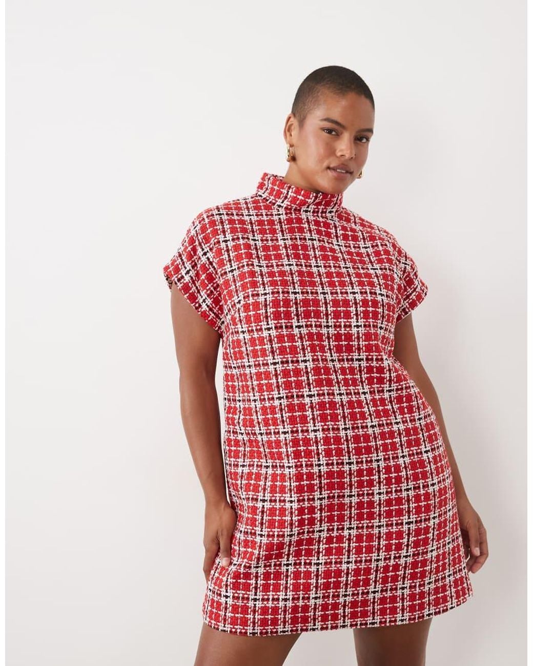 ASOS Red Asos Design Curve High Funnel Neck Mini Dress