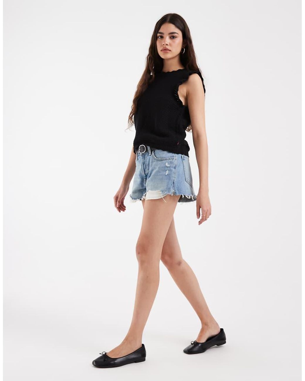 Levi's Black Lulu Flutter Sleeve Sweater Tank Top