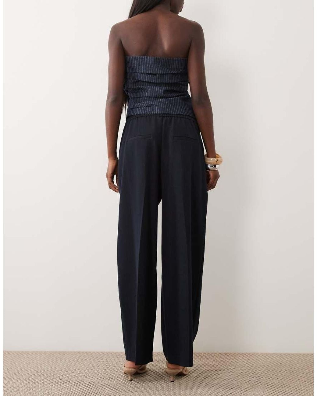 River Island Blue Denim Look Wide Leg Trousers