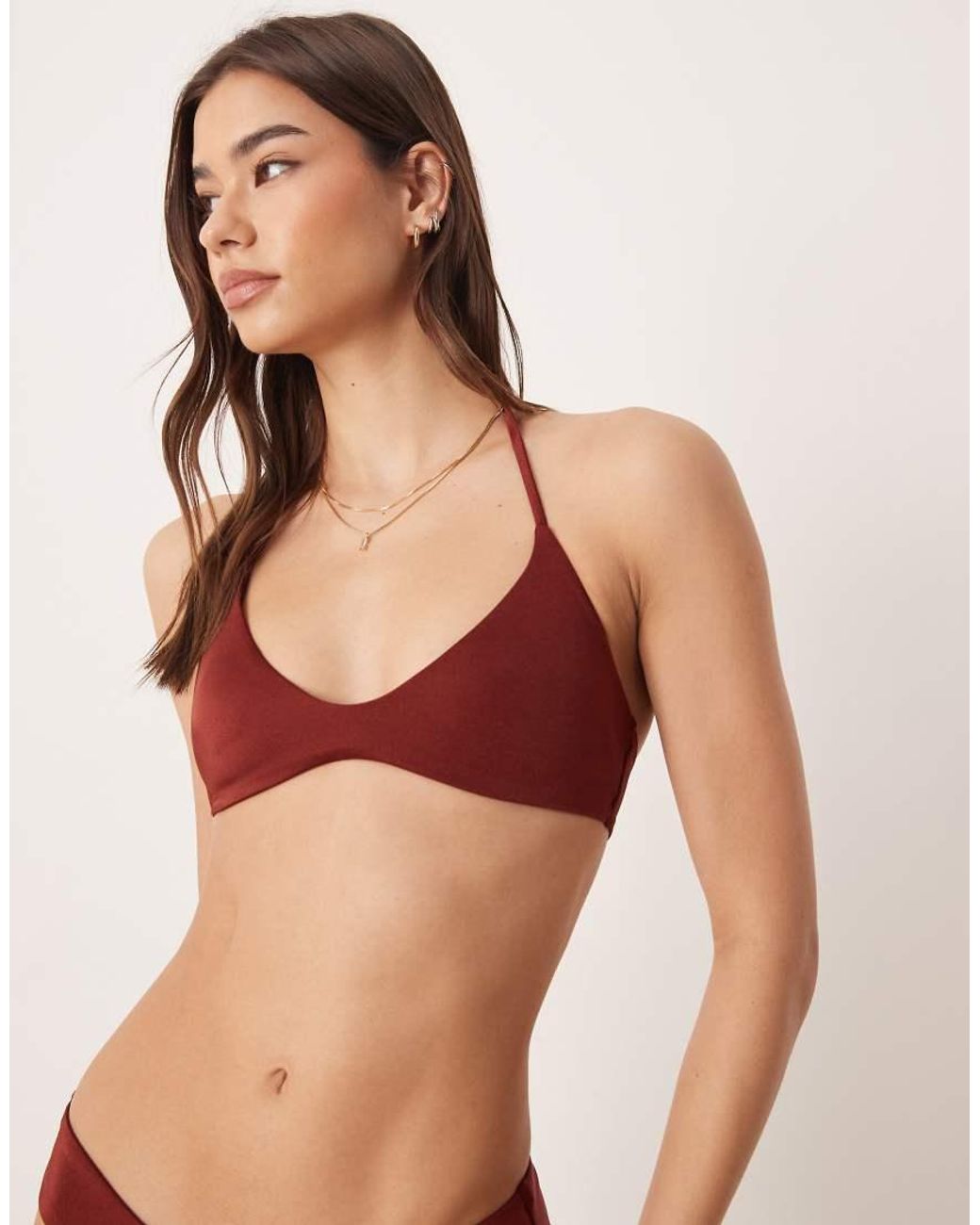 Free Society Brown Halterneck Bikini Top