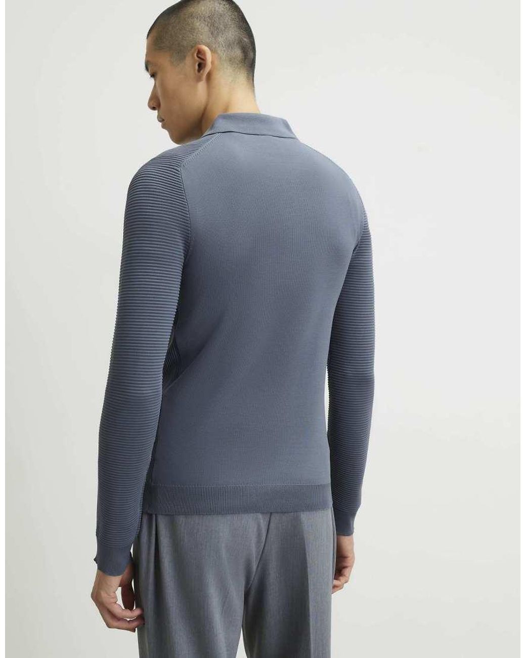 River Island Blue Muscle Fit Textured Polo Shirt for men