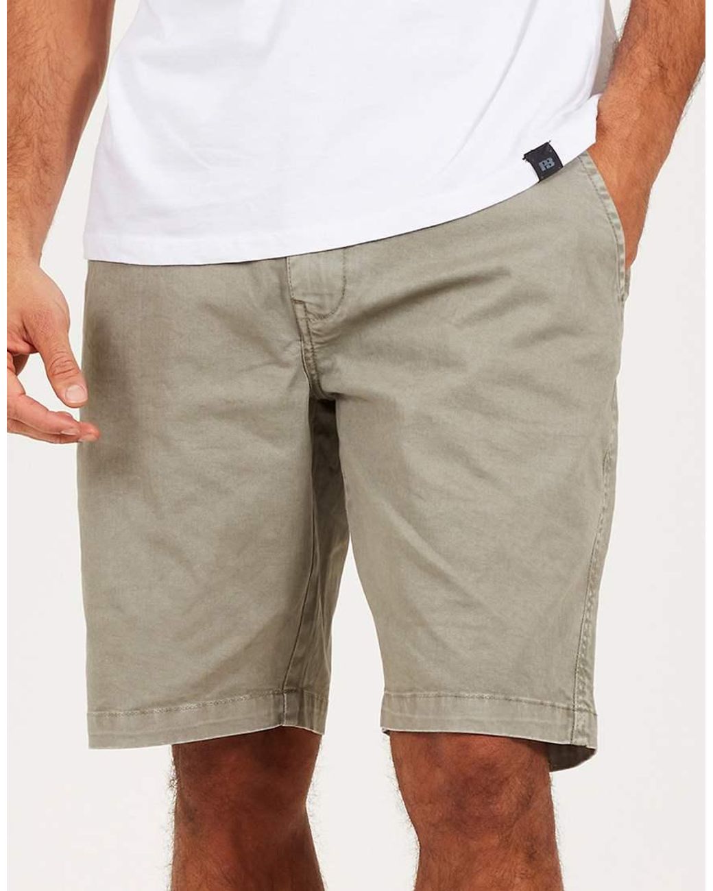 Brave Soul Natural Cotton Twill Elasticated Waist Shorts for men