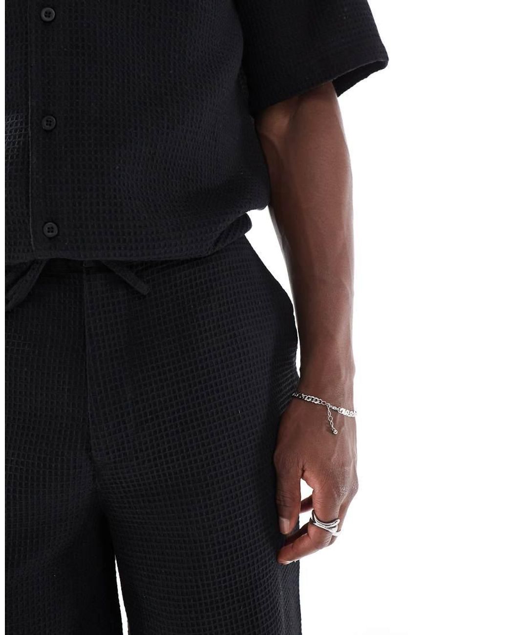 Sol Beach Black Waffle Beach Shorts for men