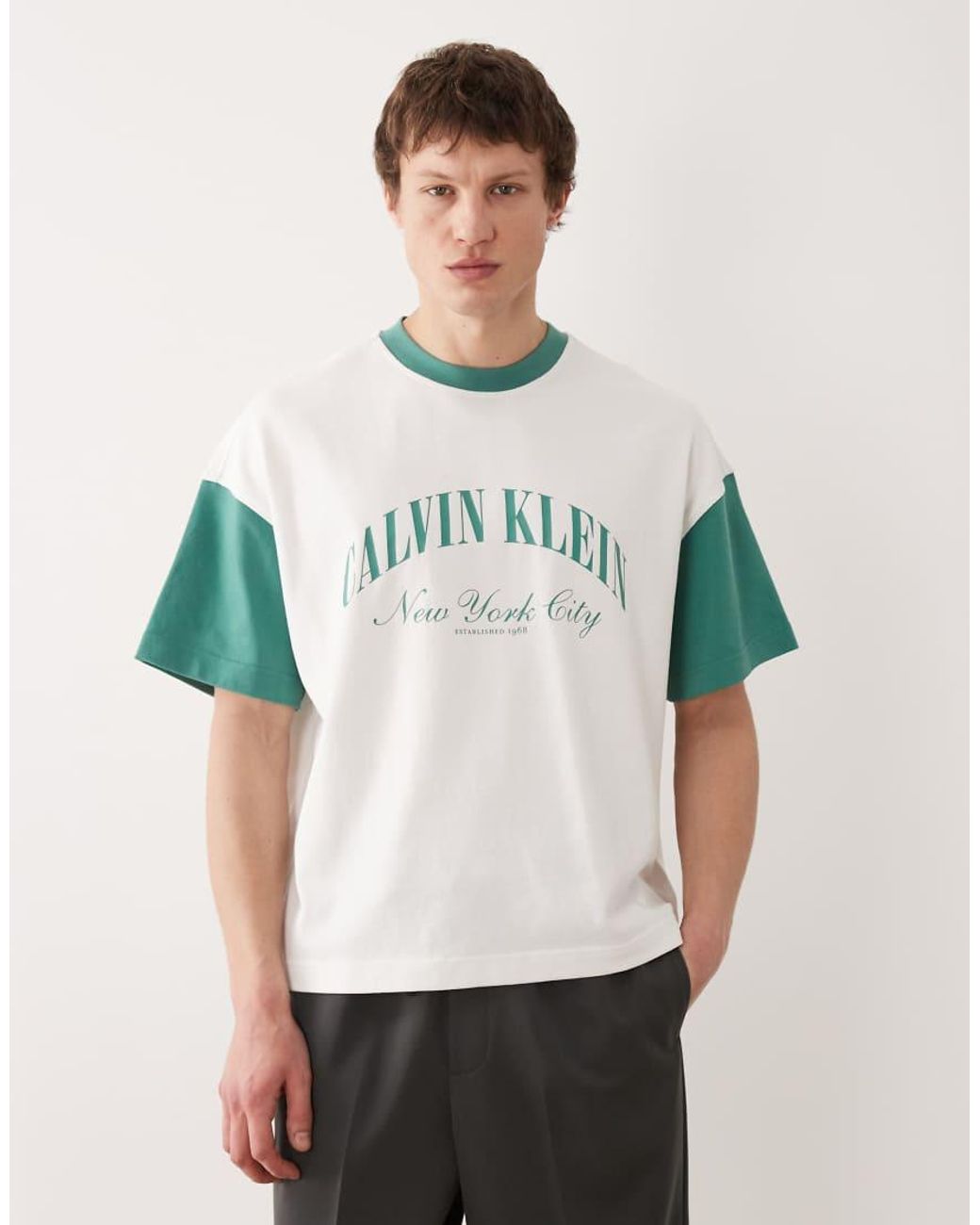 Calvin Klein White Premium Heavyweight Boxy Oversized Relaxed Fit T-shirt for men