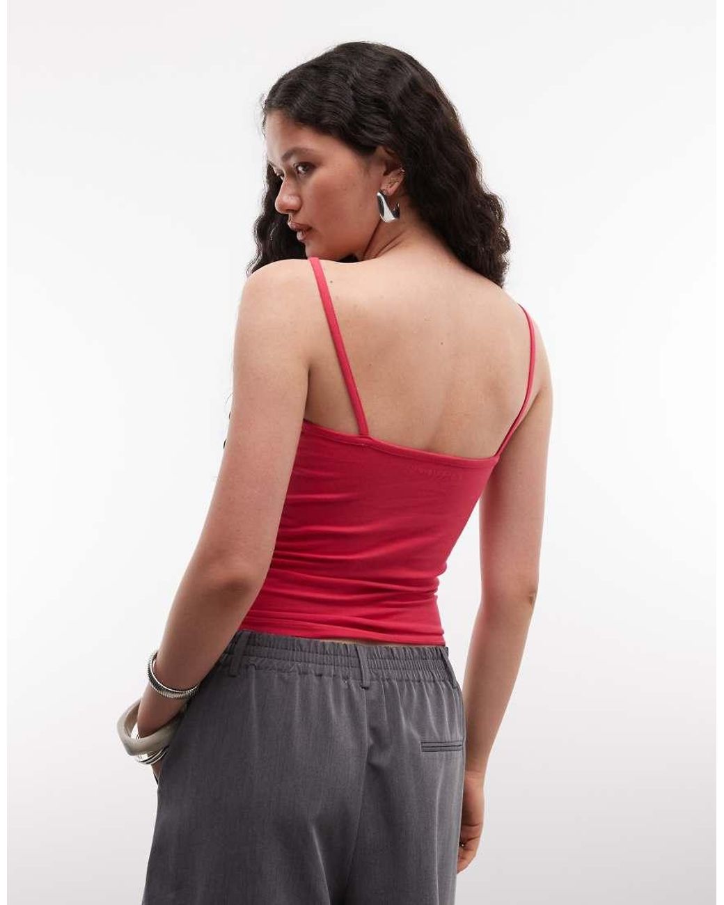 Collusion Red Spaghetti Strap Fitted Tank Top