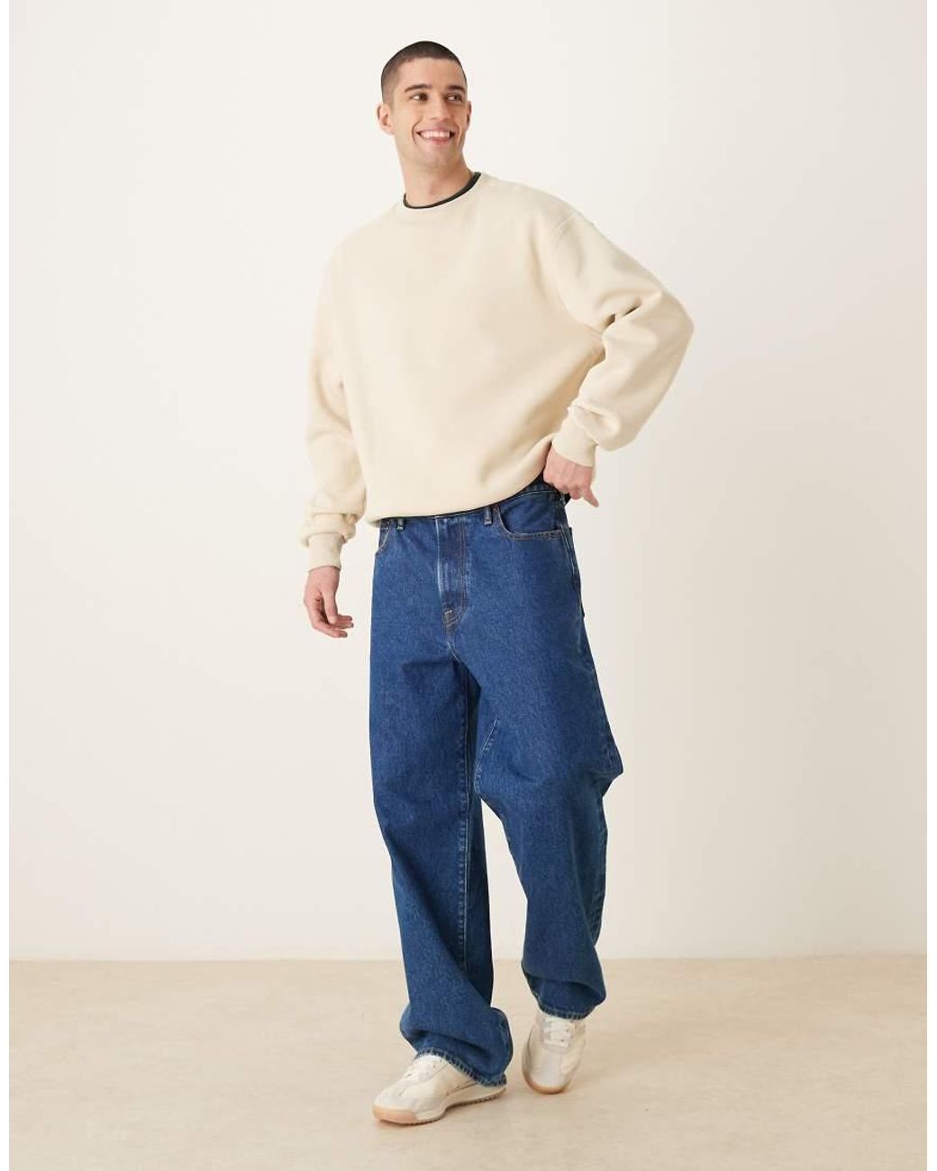 ASOS Natural Relaxed Fit Sweatshirt With Souvenir Print for men