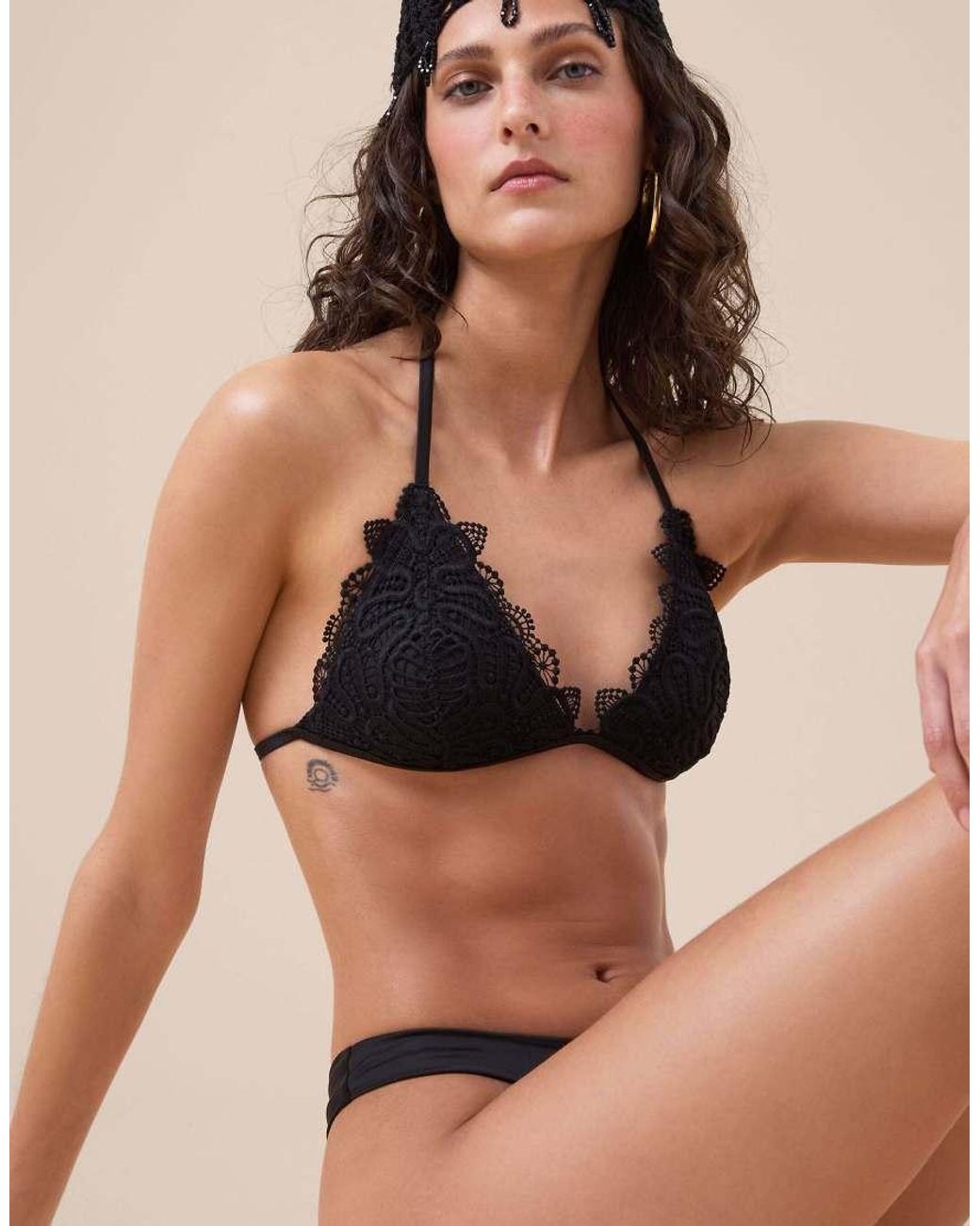 Calzedonia Natural Triangle Bikini Top Romantic Lace