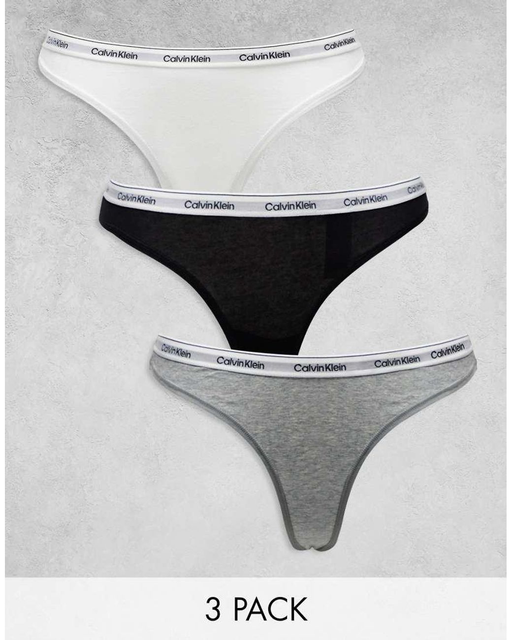Calvin Klein Gray Modern Logo 3 Pack Thong