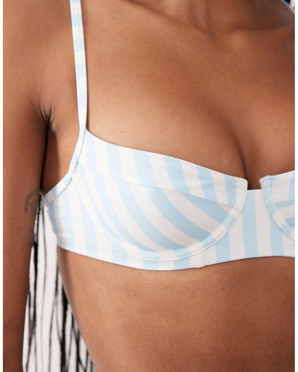 Free Society Brown Deckchair Stripe Underwire Bikini Top