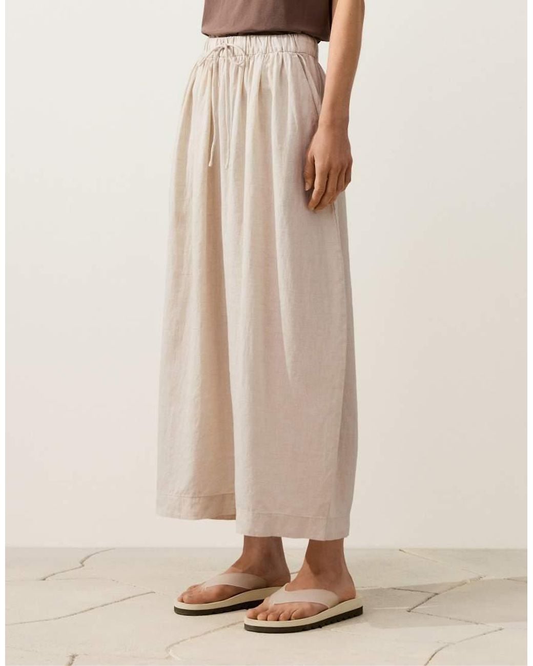Oysho Natural 100% Linen Balloon Trousers