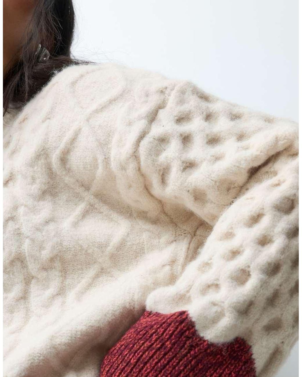 ASOS Natural Cable Tipped Jumper