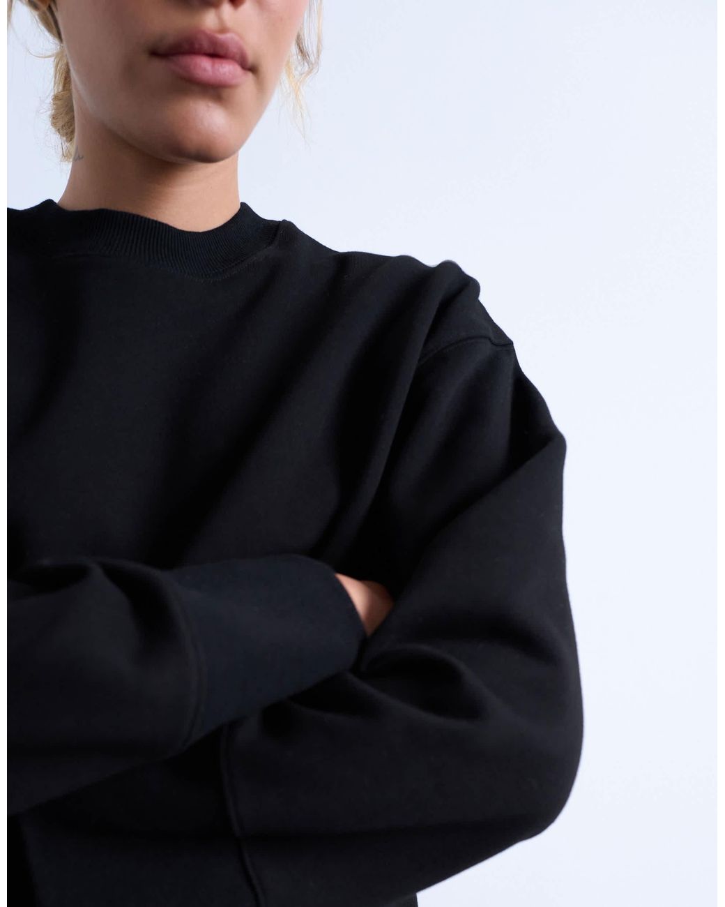 TOPSHOP Black Clean Oversized Deep Cuff Sweat