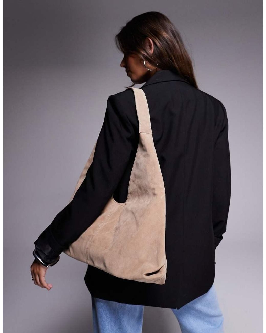 SIMMI Black Isla Large Faux Suede Shoulder Bag