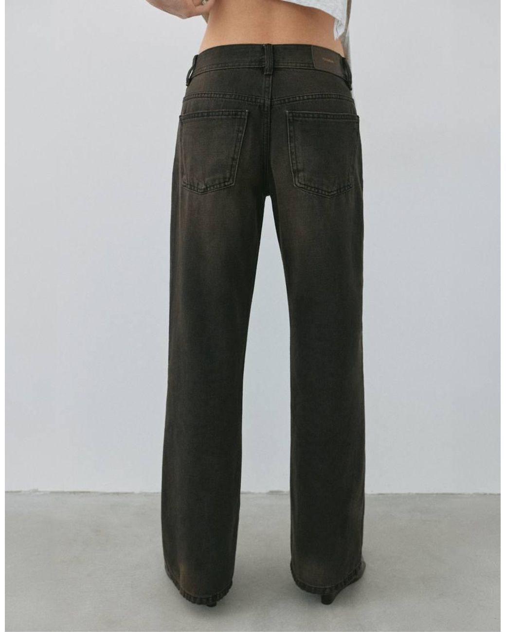 Pull&Bear Gray Petite Low-rise Straight Leg Jeans