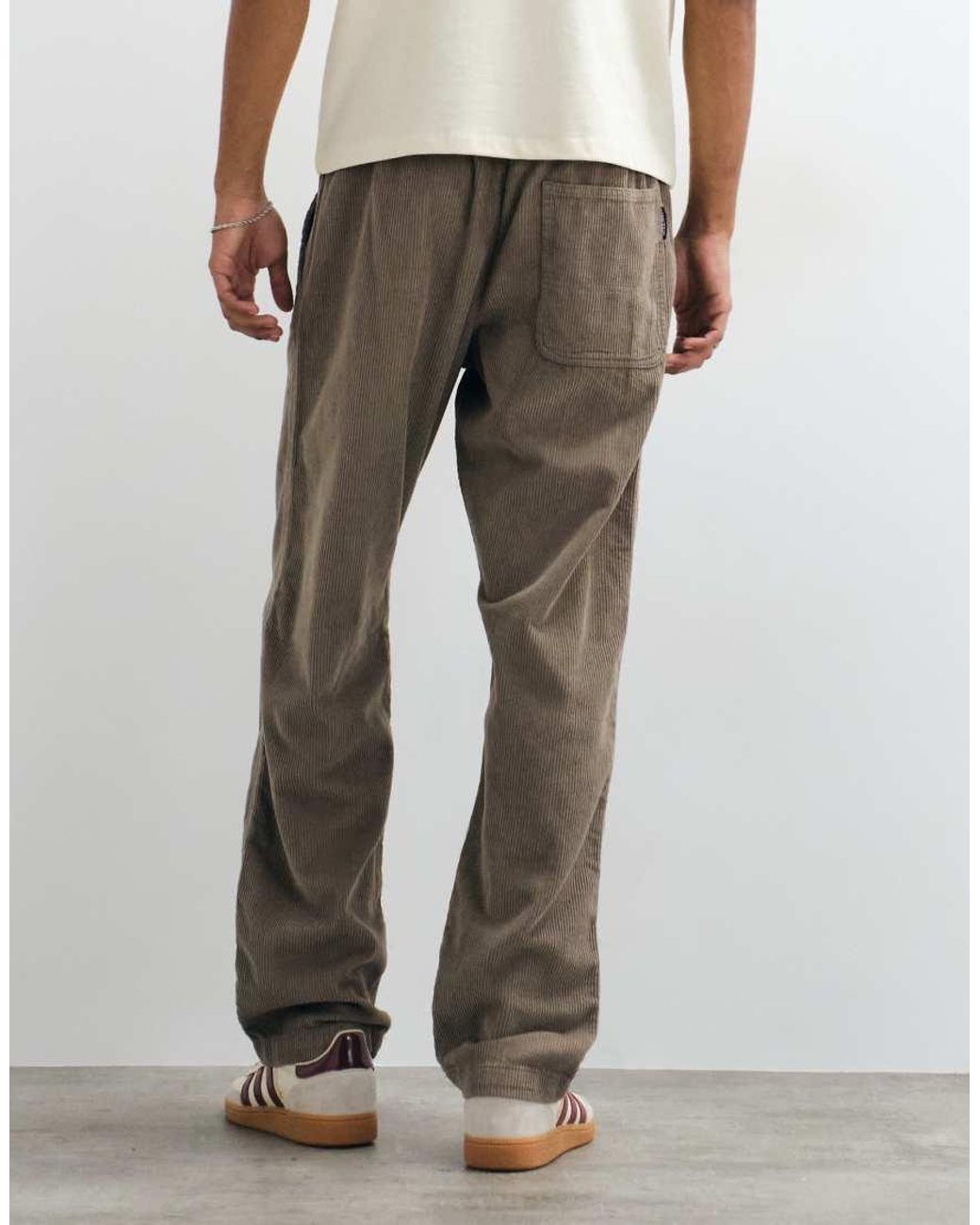 Jack & Jones Natural Drawstring Cord Trousers for men