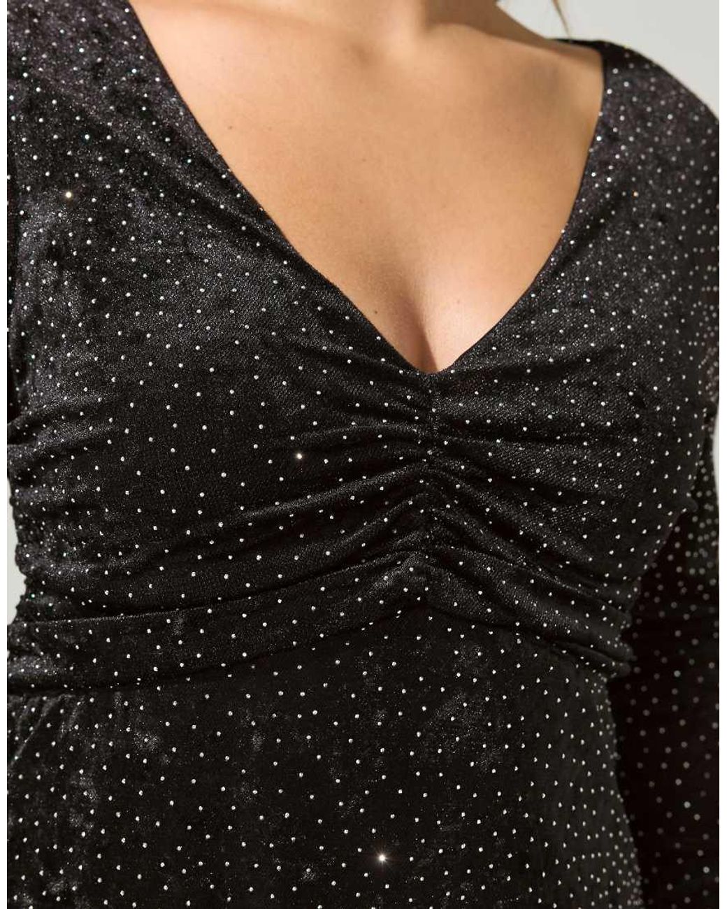 Yours Clothing Blue Velvet Studded V-Neck Midi Dress
