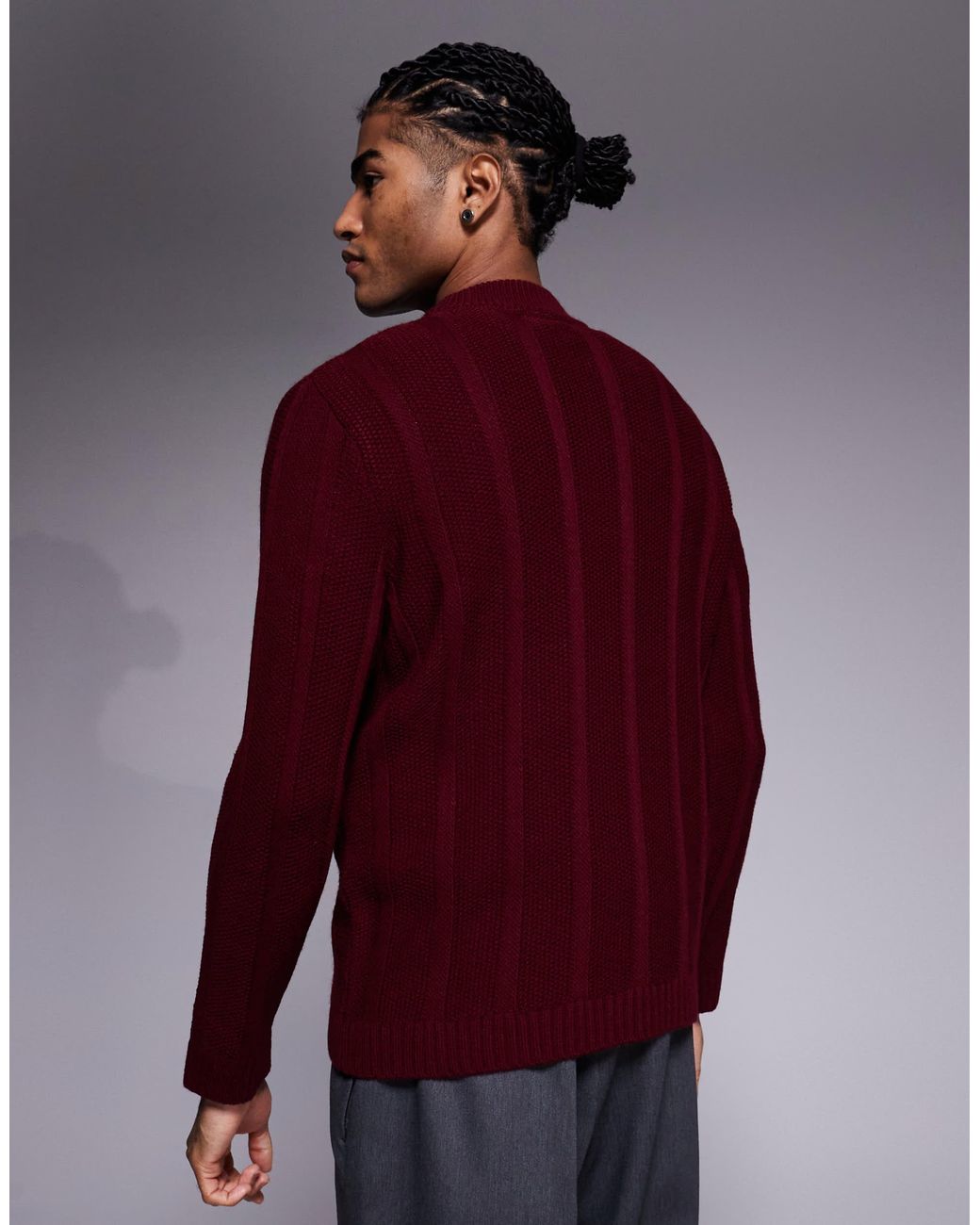 ASOS – gestreifter strickpullover in Red für Herren