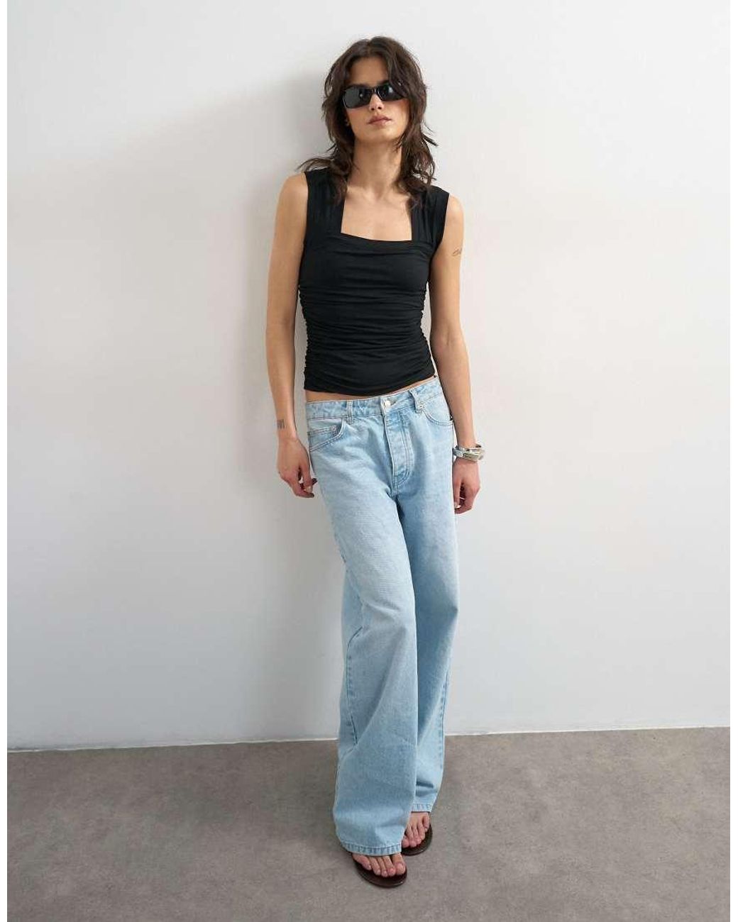 TOPSHOP Blue Square Neck Tank