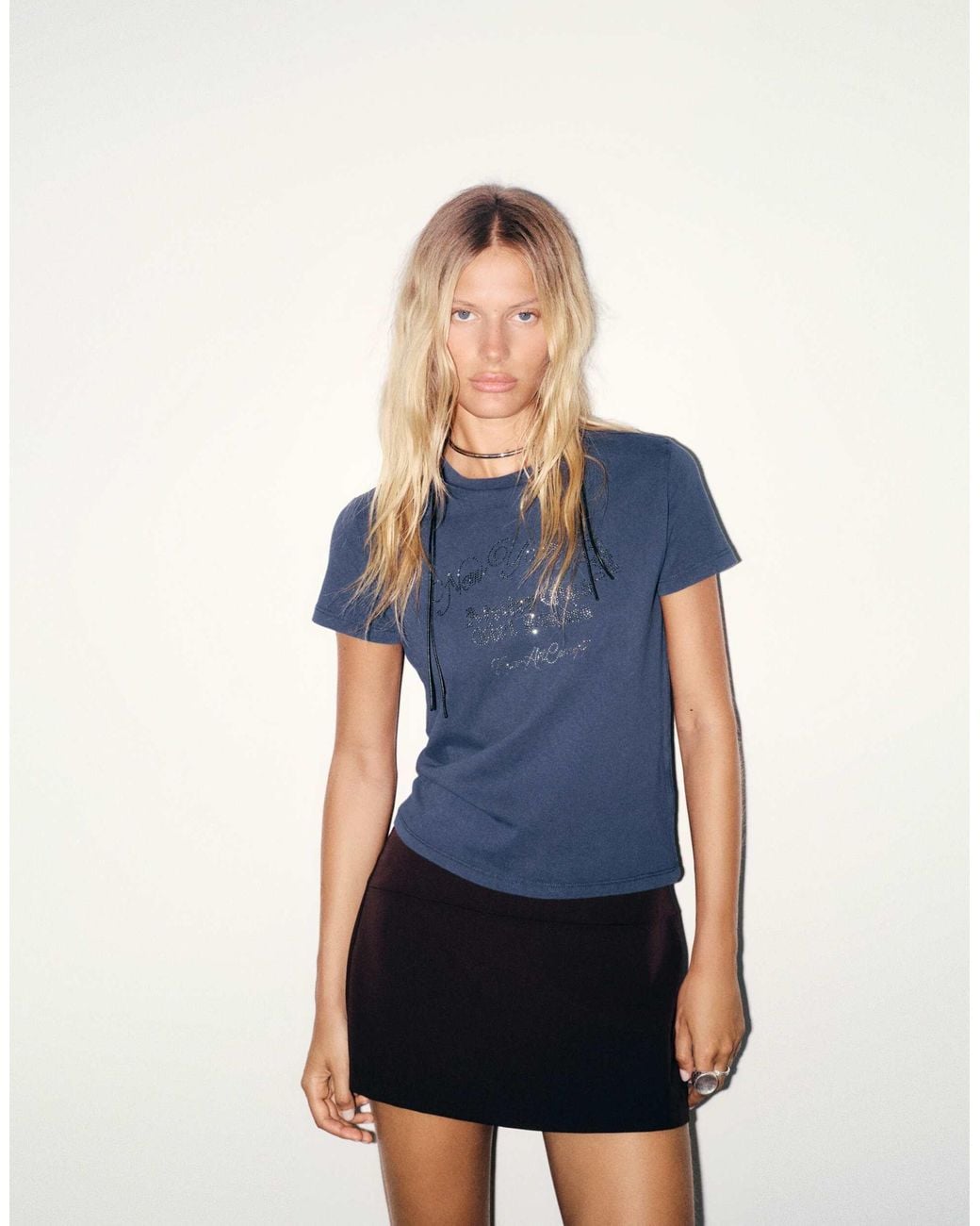 T-shirt graphique à strass Pull&Bear en coloris Blue
