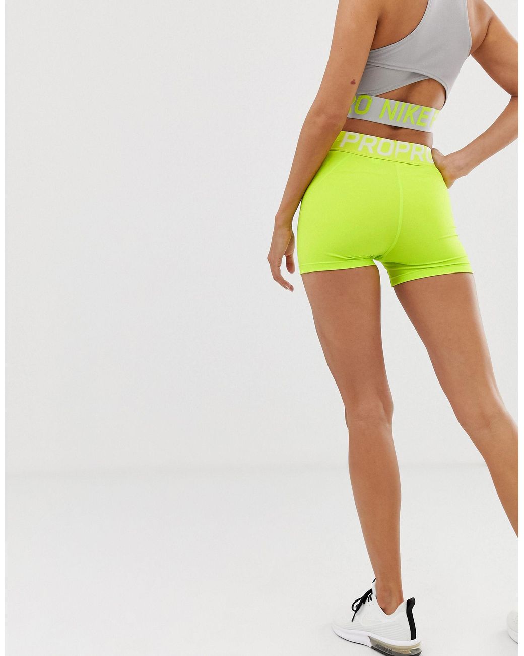 Nike Nike Pro Training 3 Inch Shorts In Lime Lyst Australia