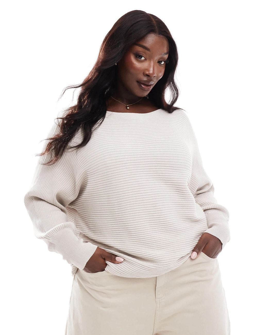 ONLY White Cuffed Sleeves Knitted Sweater