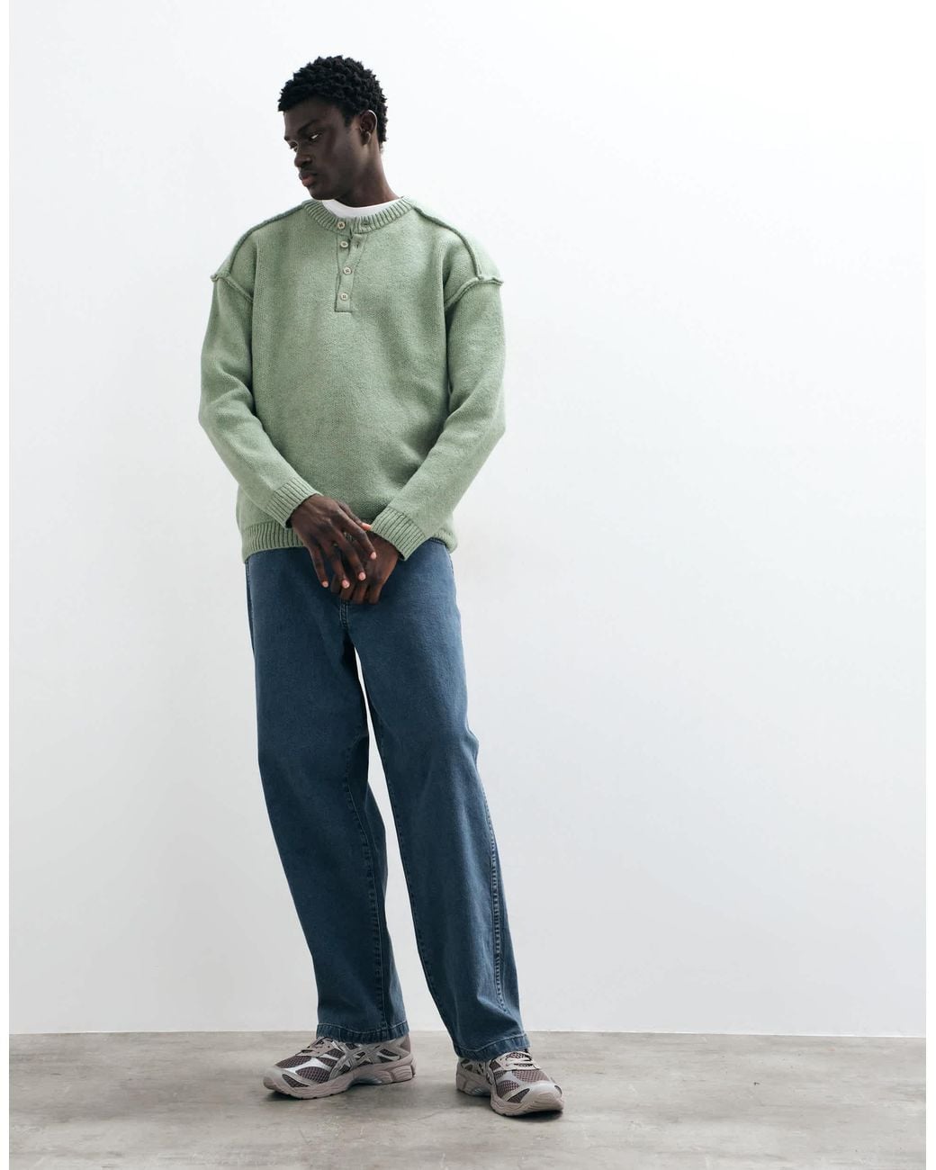 ASOS Oversize-henley-pullover in Green für Herren