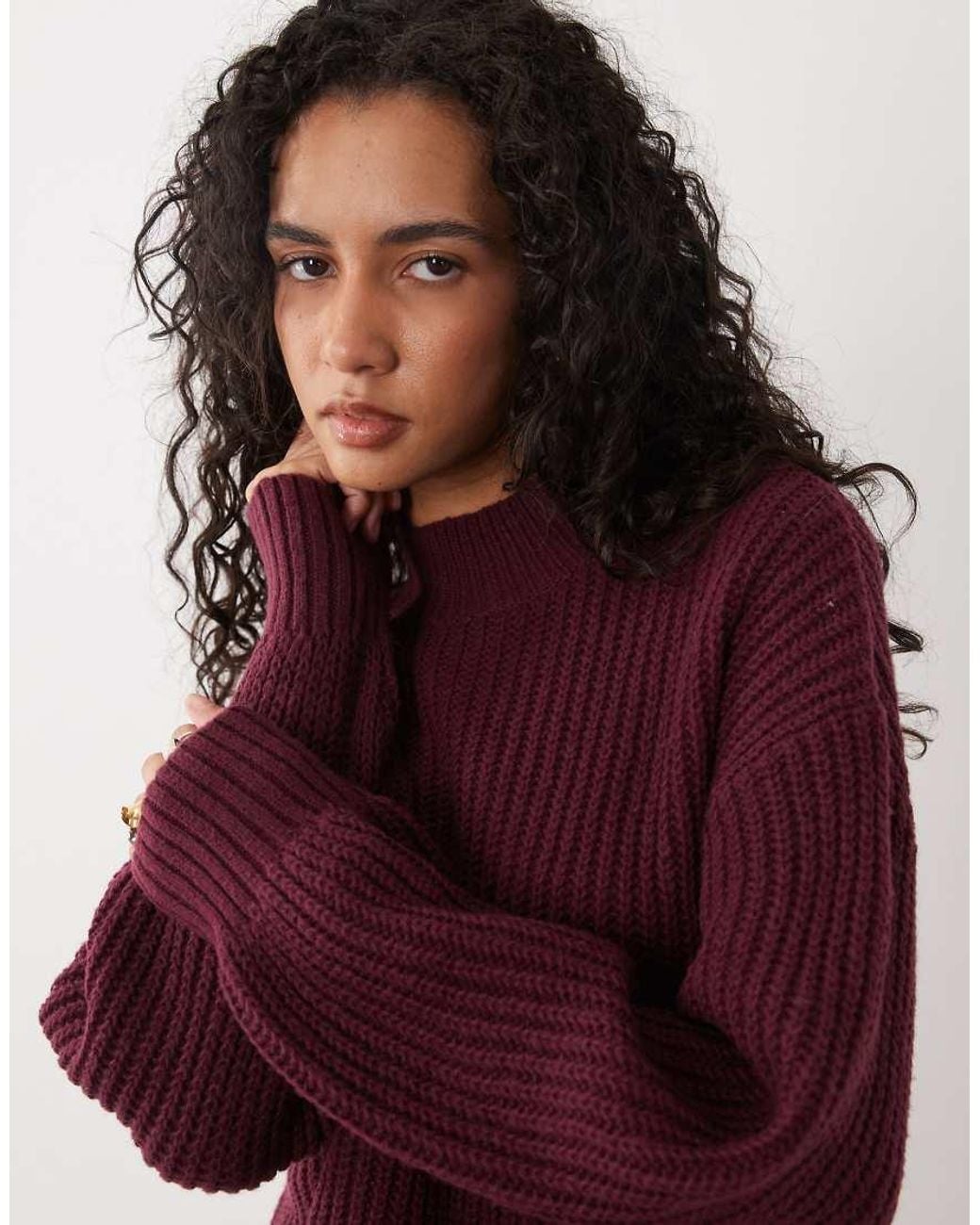 Vila Red High Neck Oversized Chunky Knit Jumper