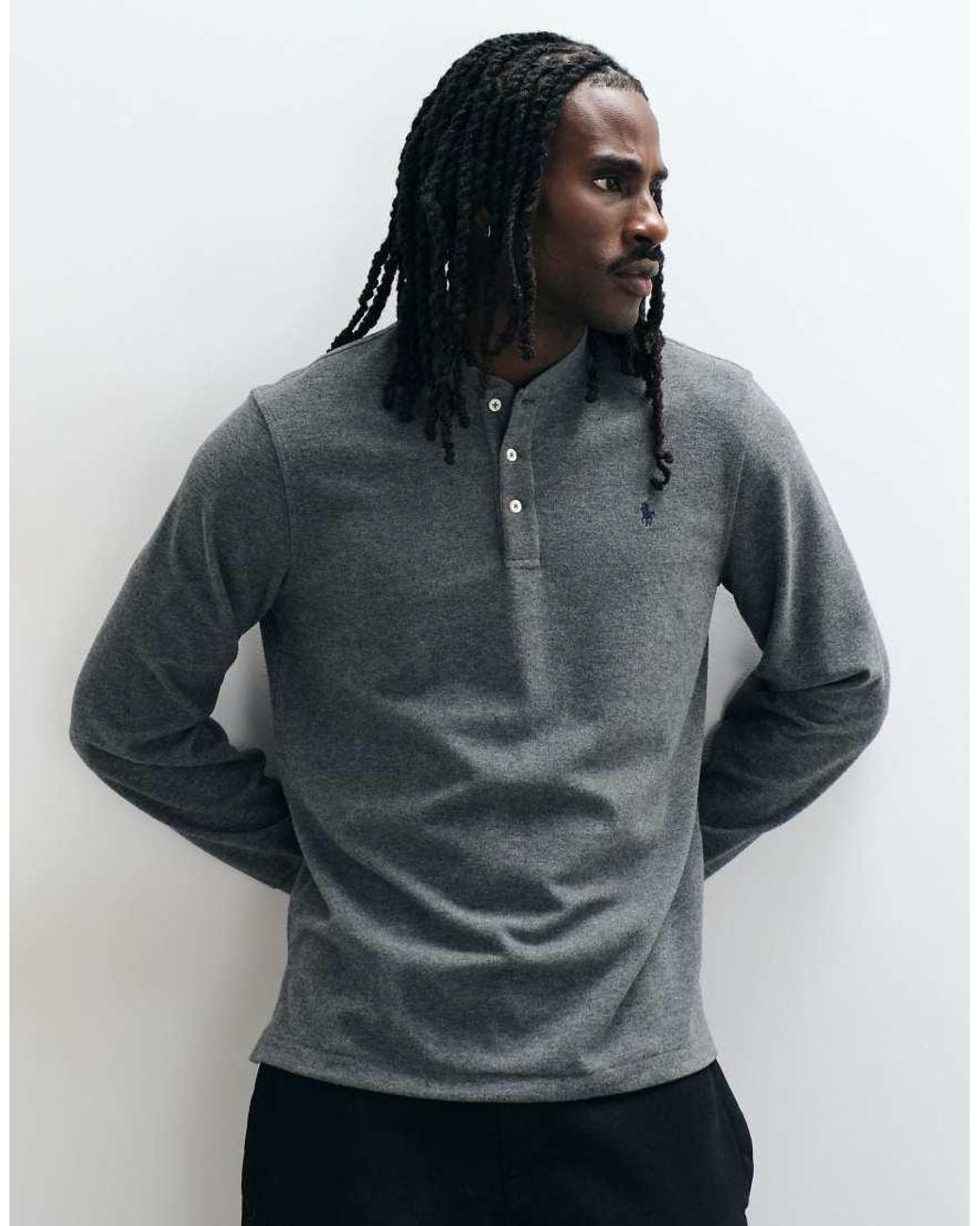 Polo Ralph Lauren Gray Lounge Knit Henley Top for men