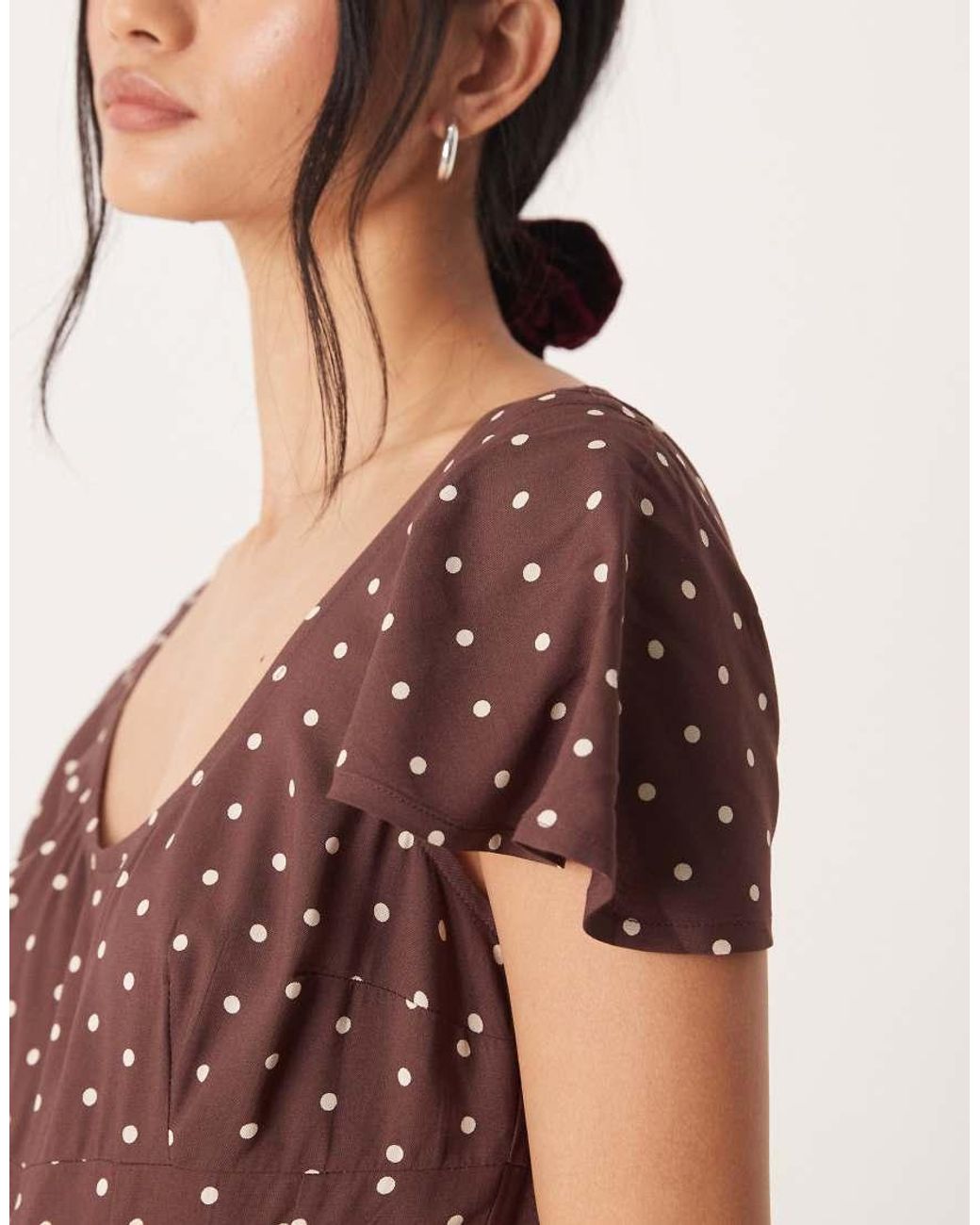 ASOS Natural Mini Tea Dress With Godet Hem