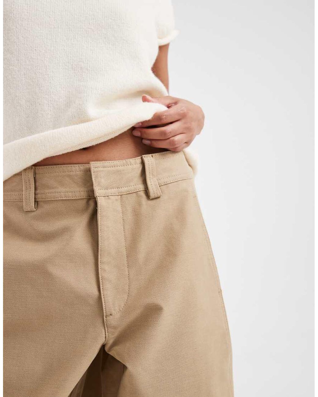 Only Petite Natural Cargo Barrel Trousers