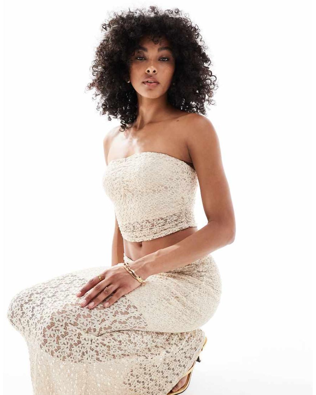 New Look White Lace Bandeau Top