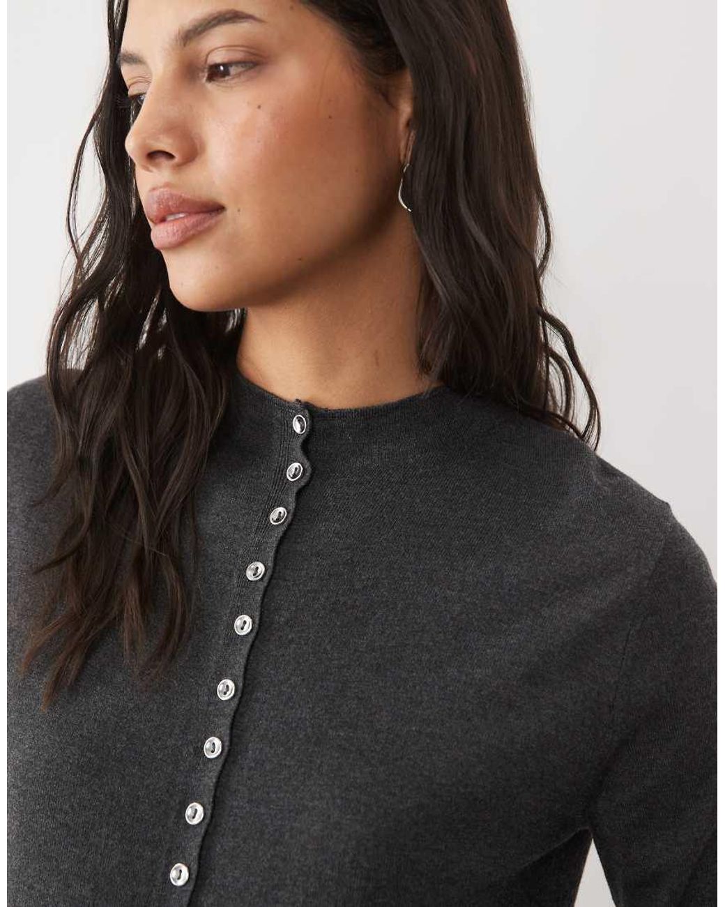Mango Black High Neck Knitted Cardigan