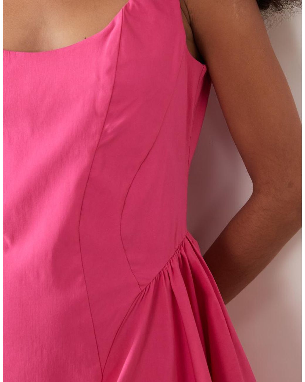 ASOS Pink Bengaline Scoop Neck Structured Flippy Mini Dress