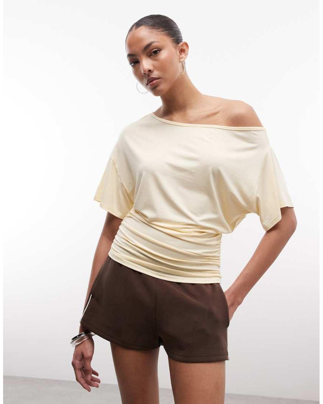 Collusion Natural Off Shoulder Drapey Top