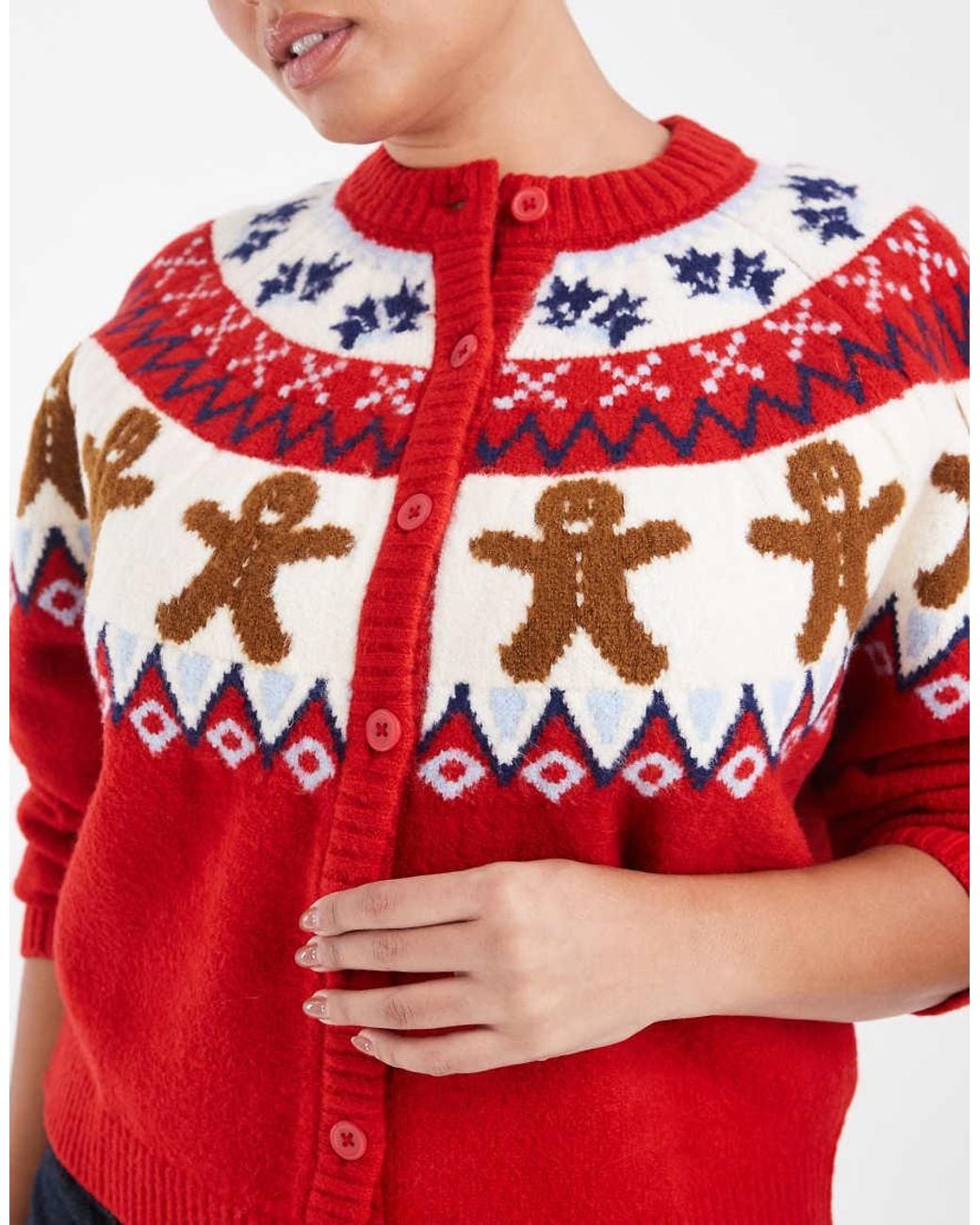 ASOS Red Asos Design Curve Christmas Gingerbread Cardigan
