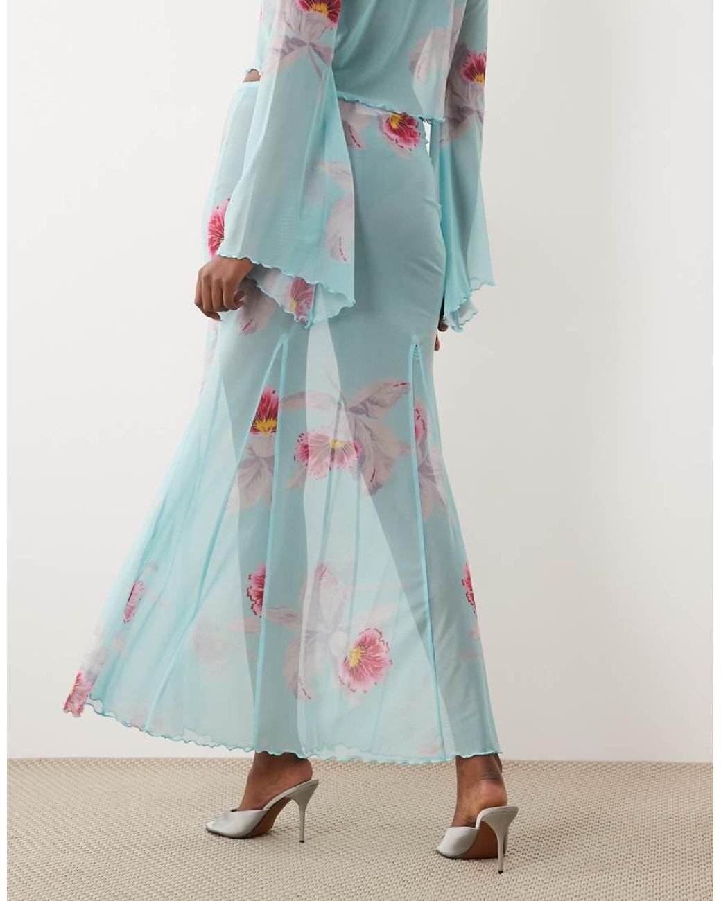 ASOS Blue Sheer Maxi Skirt