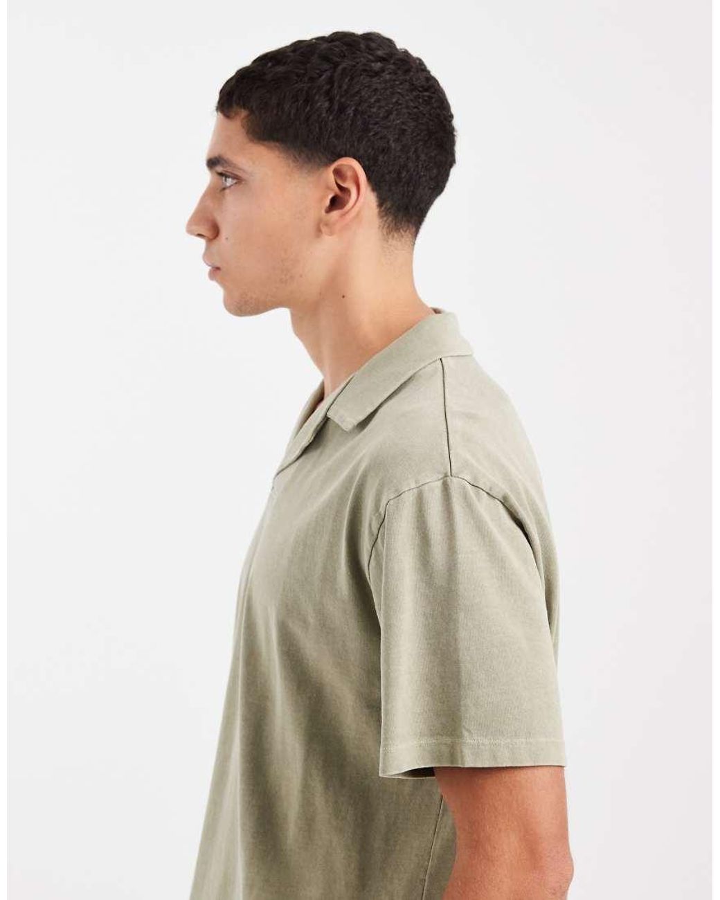 ASOS Natural Heavyweight Relaxed Revere Polo for men