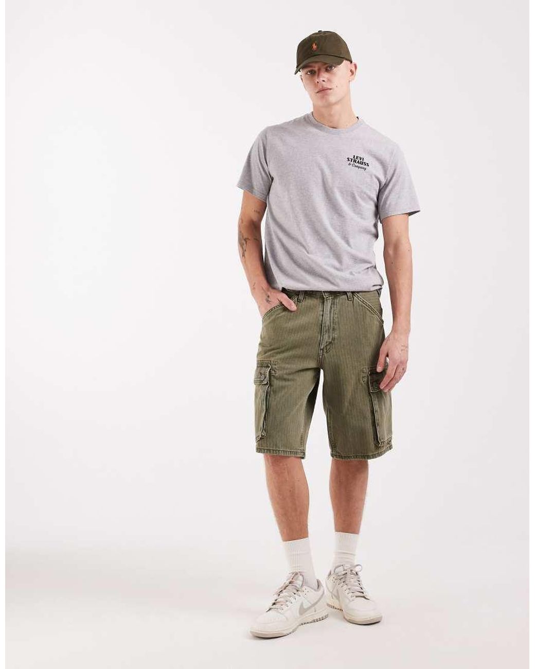 Levi's Pink 478 Baggy Cargo Denim Shorts for men