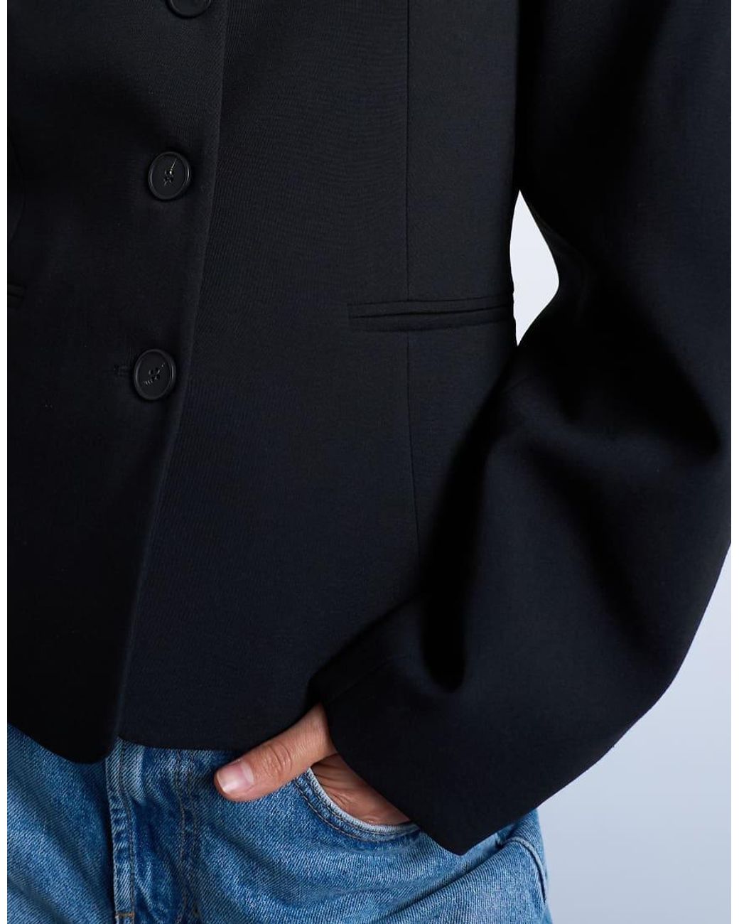 TOPSHOP Blue Ovoid Sleeve Blazer Top