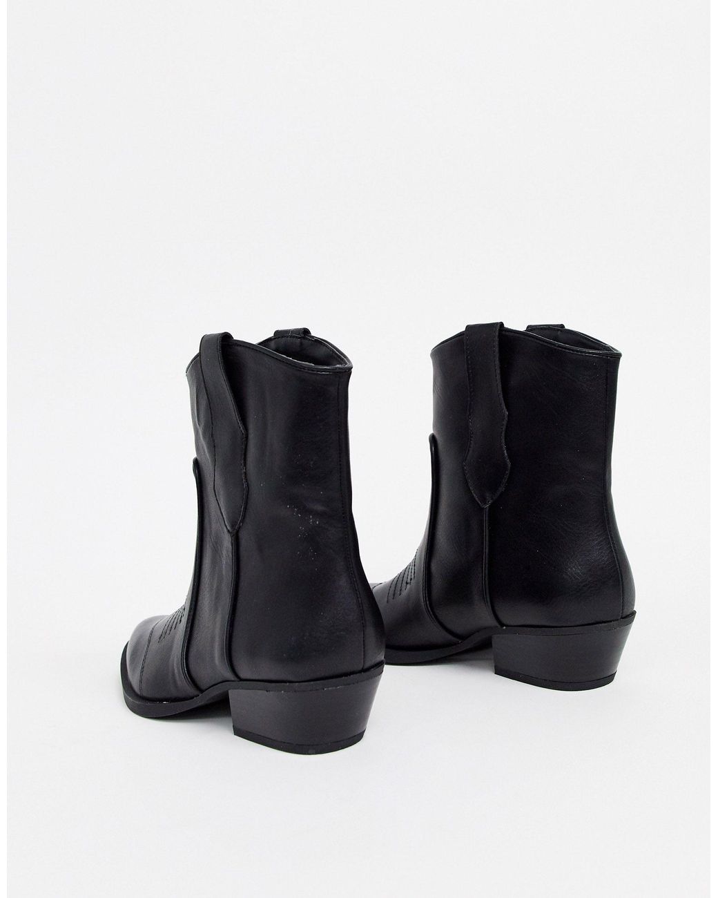 Bershka Western Stitch Detail Boots in Black - Save 34% - Lyst