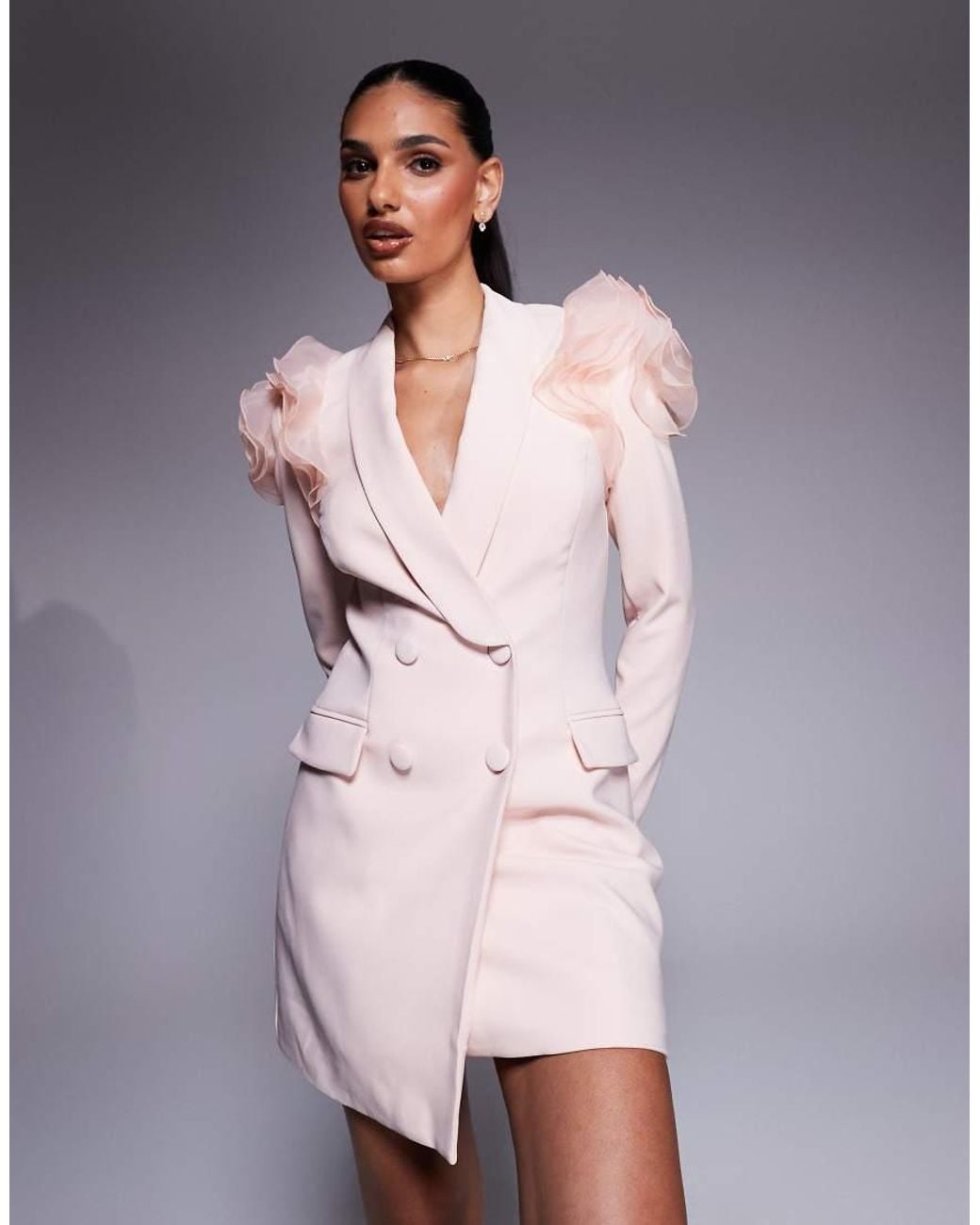 light pink blazer dress Zara Women Draped Blazer Knot Dress Light Pink 2641/701