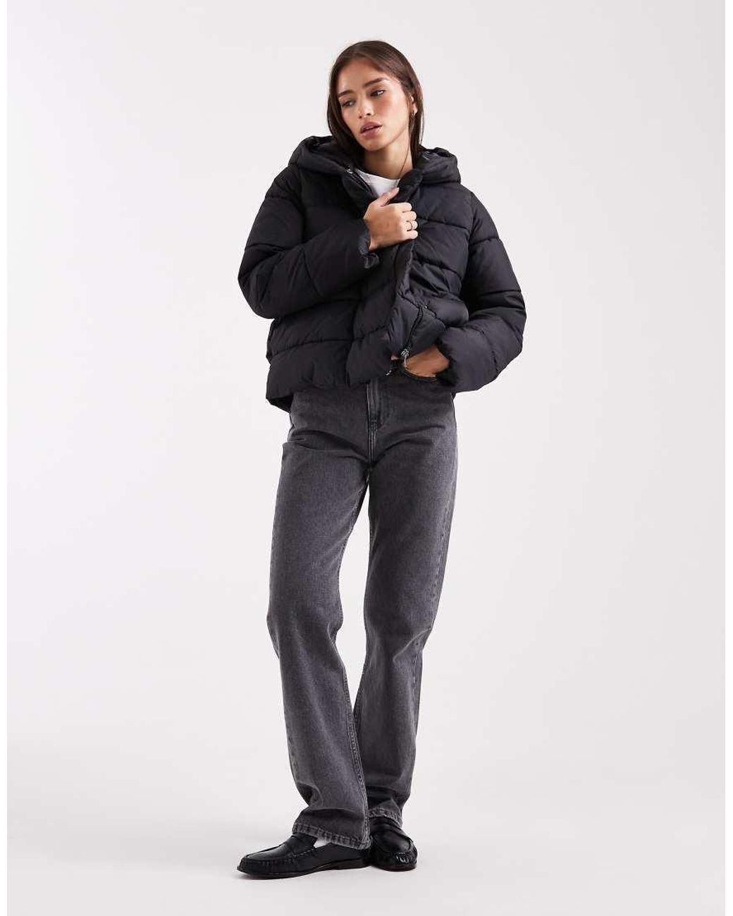 Vero Moda Blue Short Puffer Coat With Hidden Zip Detail