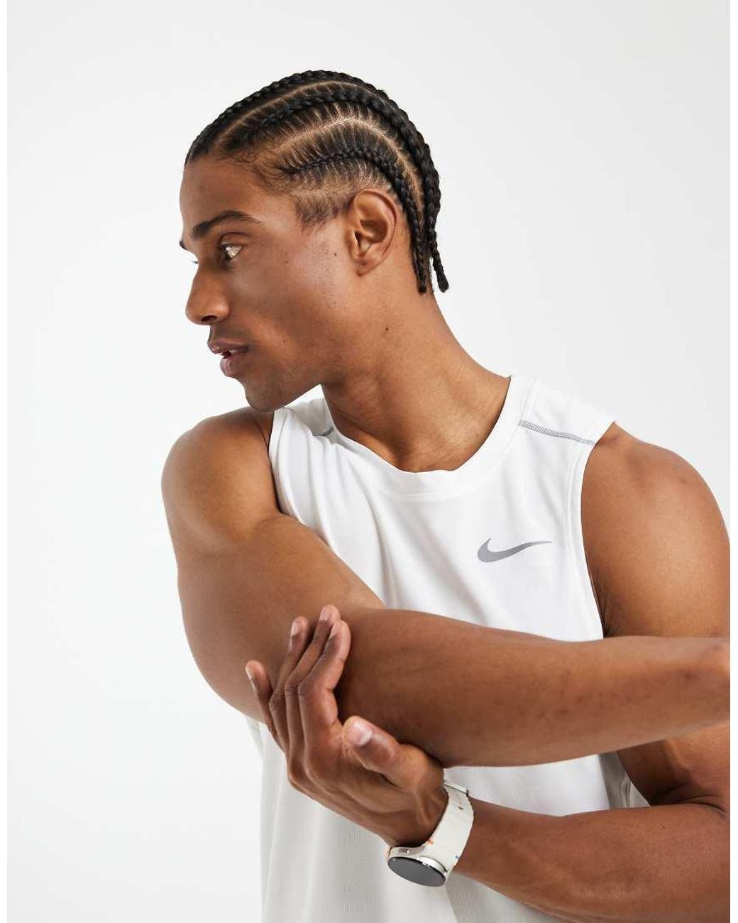 Nike White Miler Dri-Fit Vest for men