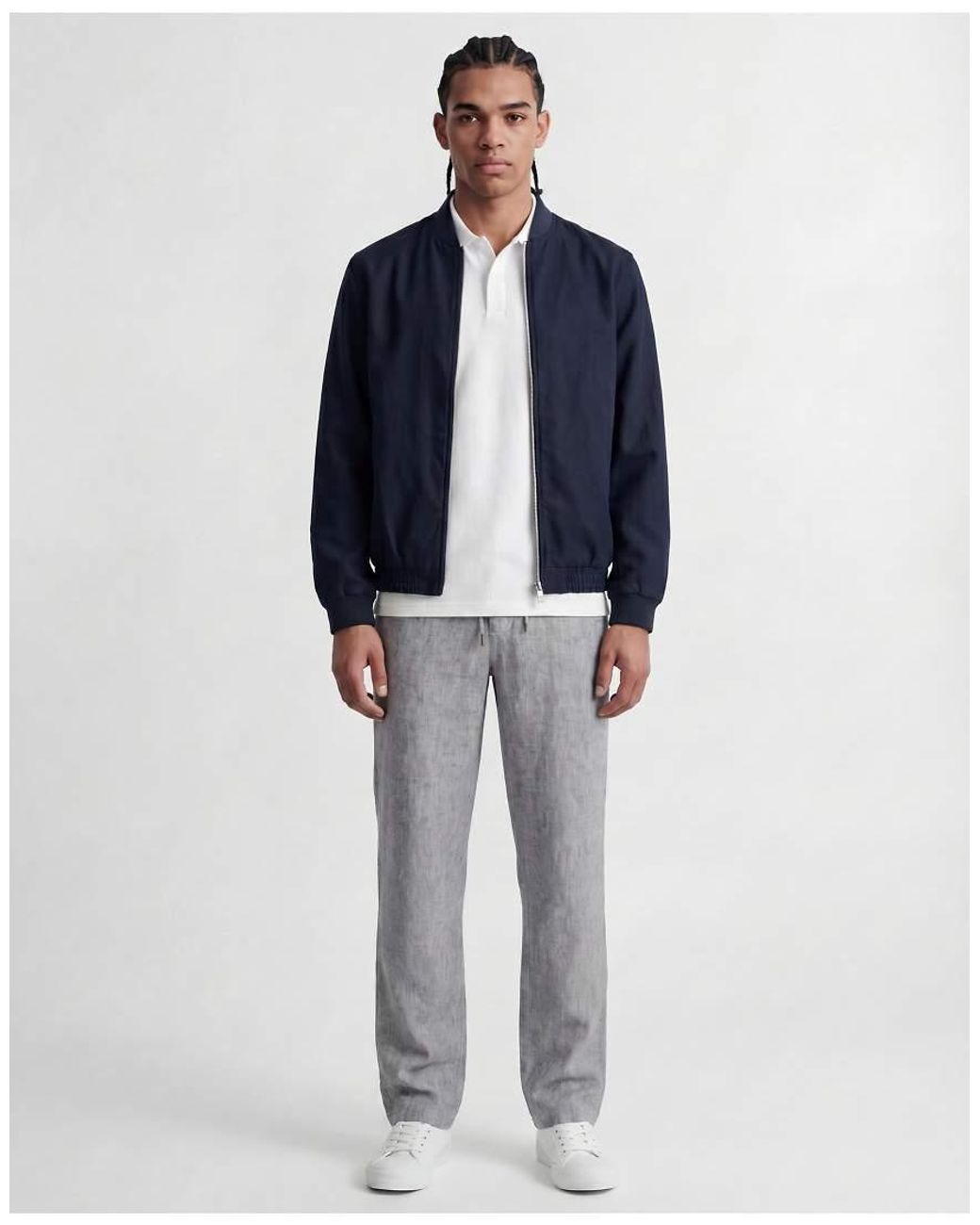 Jack & Jones Gray Wide Fit Drawstring Herringbone Chino for men