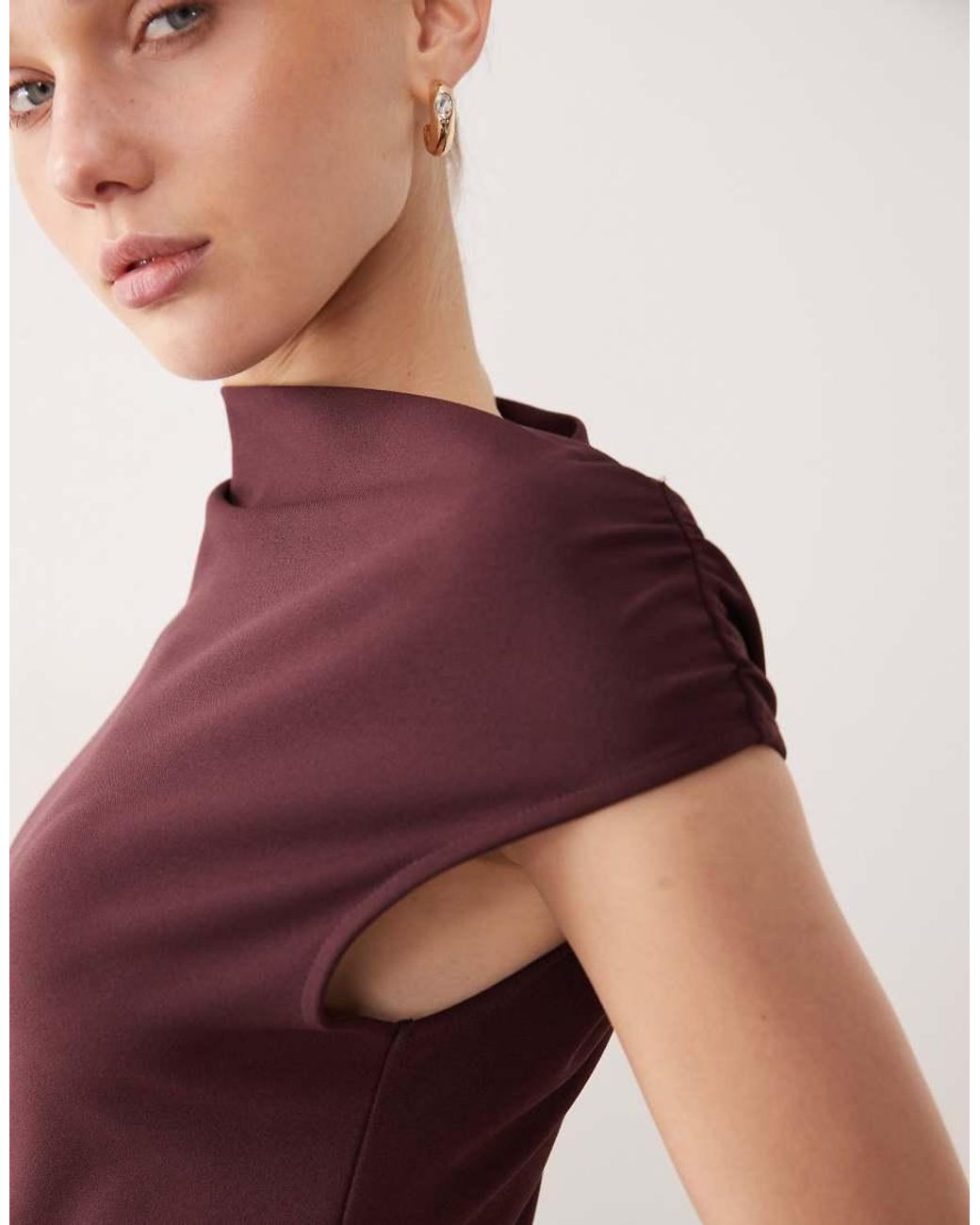 Mango Pink Asymmetric Short Sleeve Midi Dress