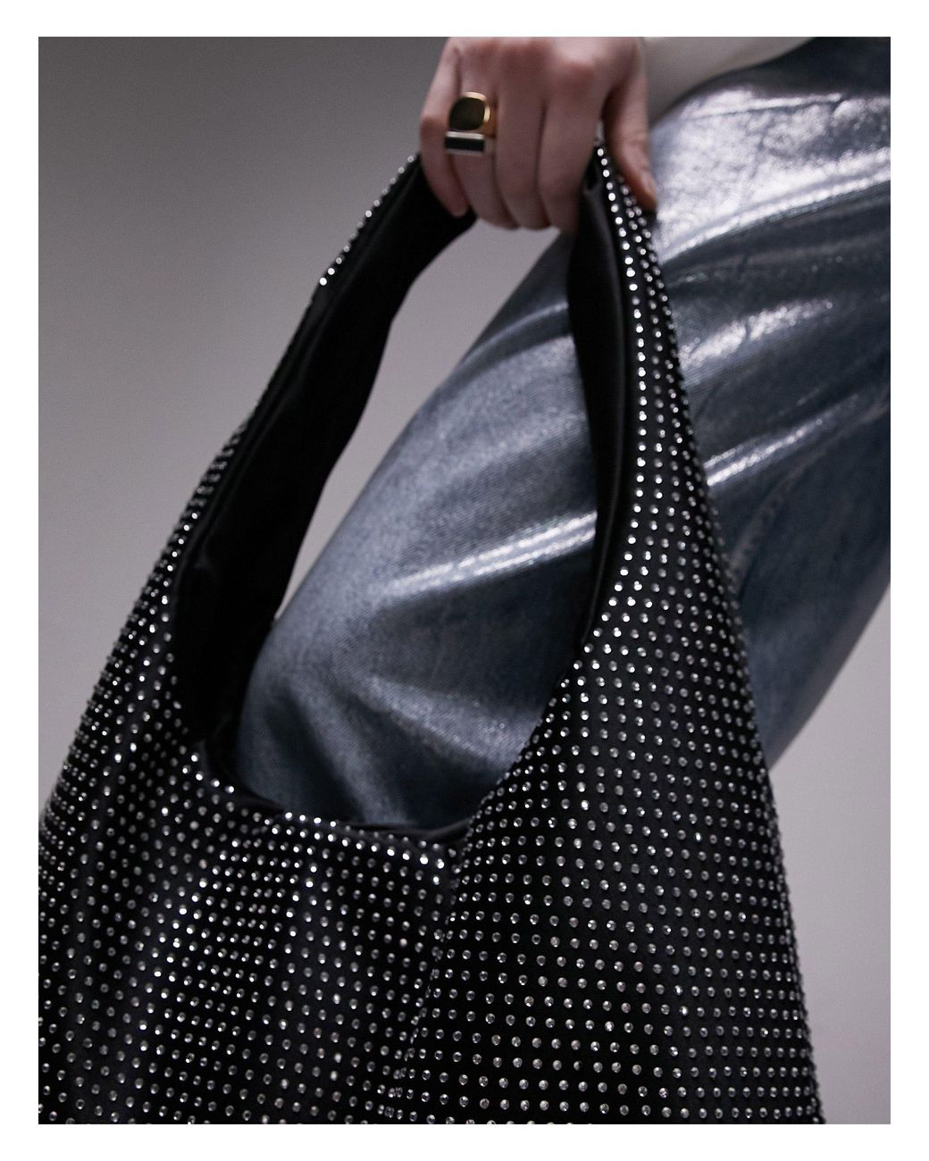 TOPSHOP Tatiana Embellished Tote Bag in Gray Lyst