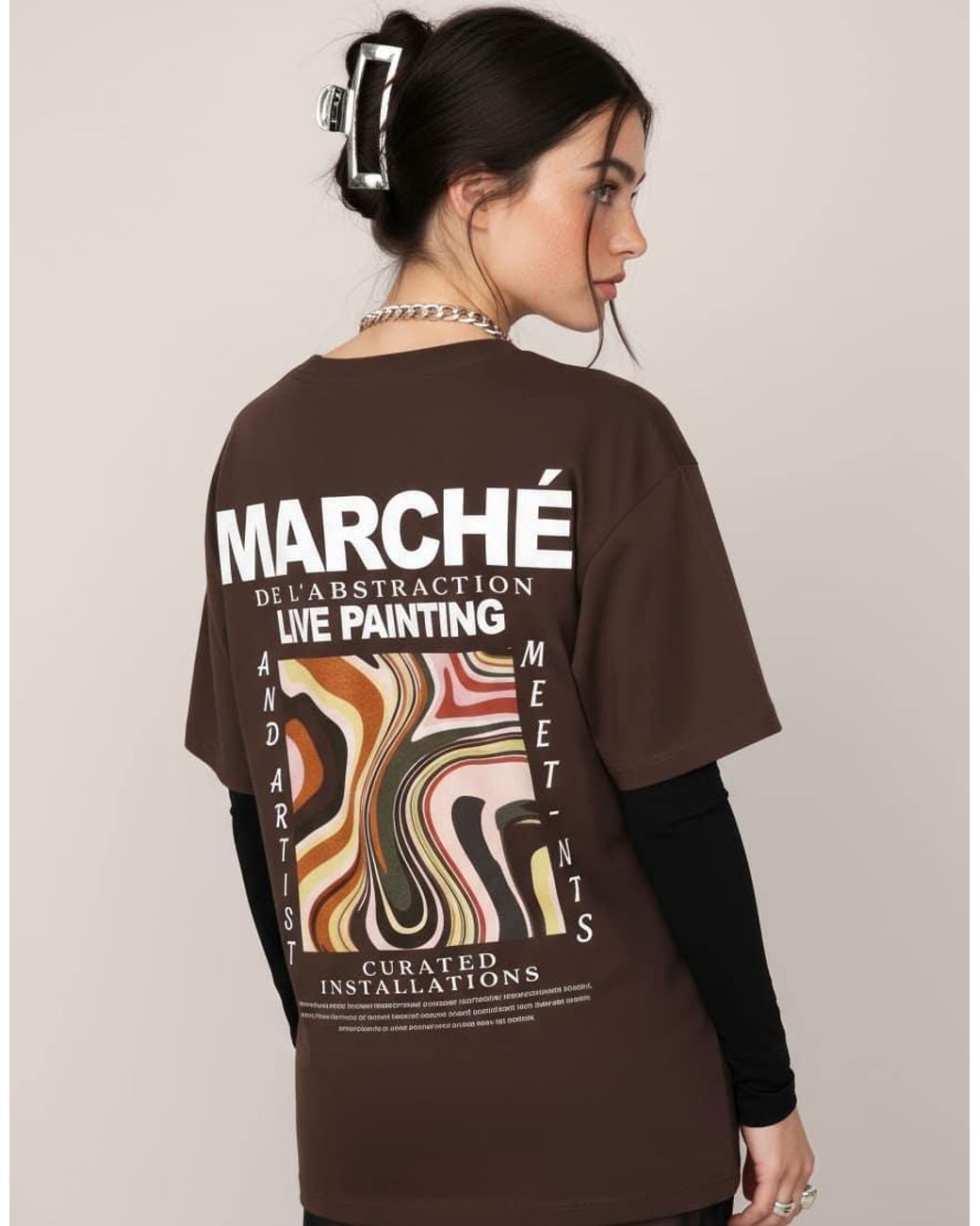 HYPEDROP Brown Short-Sleeved T-Shirt