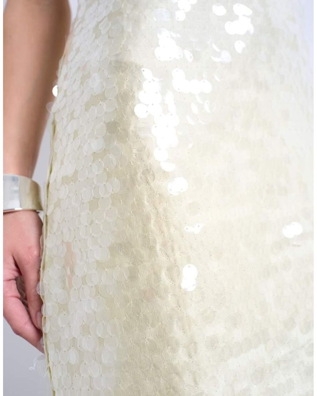 TOPSHOP White Sequin Bandeau Midi