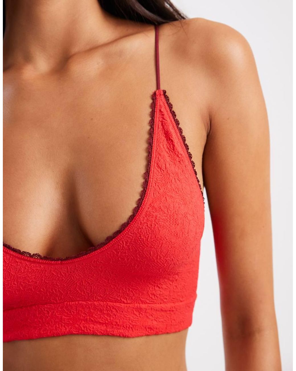 Free People Red Sweet Point Triangle Bra